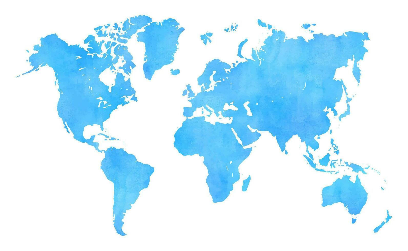 Blue vector world map in watercolor style
