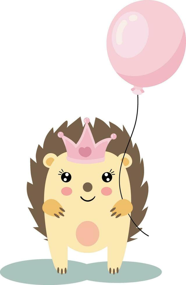 Princess hedgehog holding a pink balloon vector