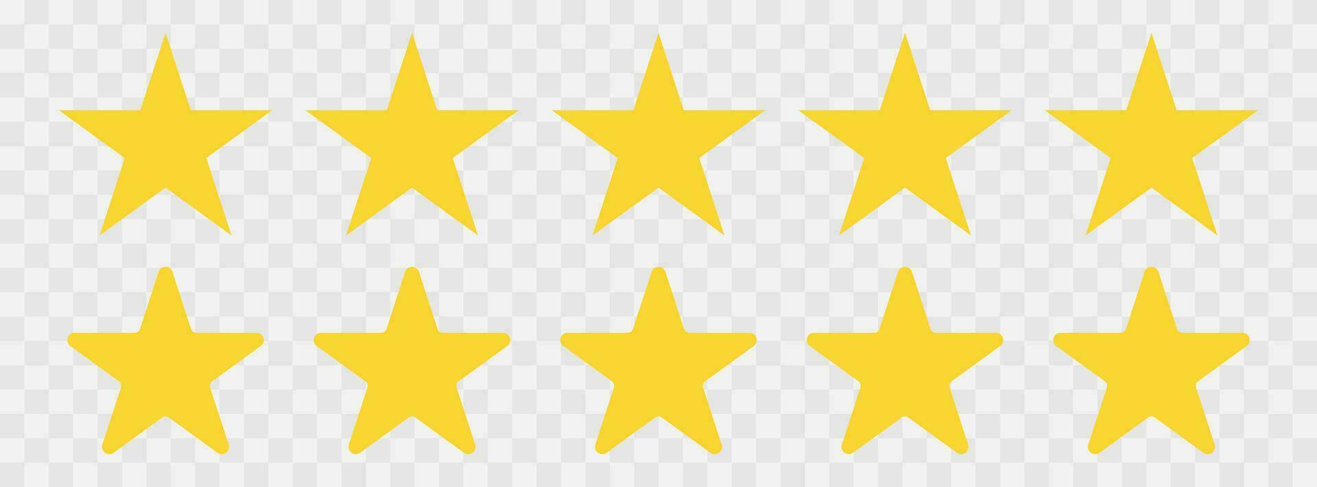 Five stars. Isolated five stars rating. Yellow stars rank. Feedback illustration. Quality symbol. Review illustration vector