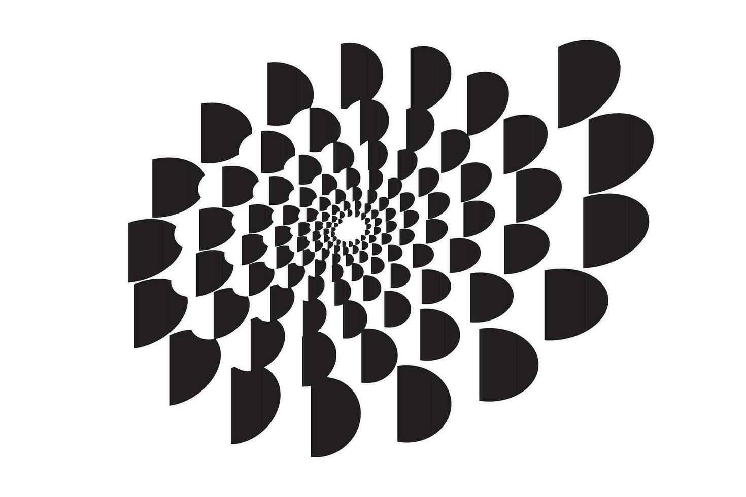 Vector 3d black and white  abstract halftone dots with shadow wonderful swirling background
