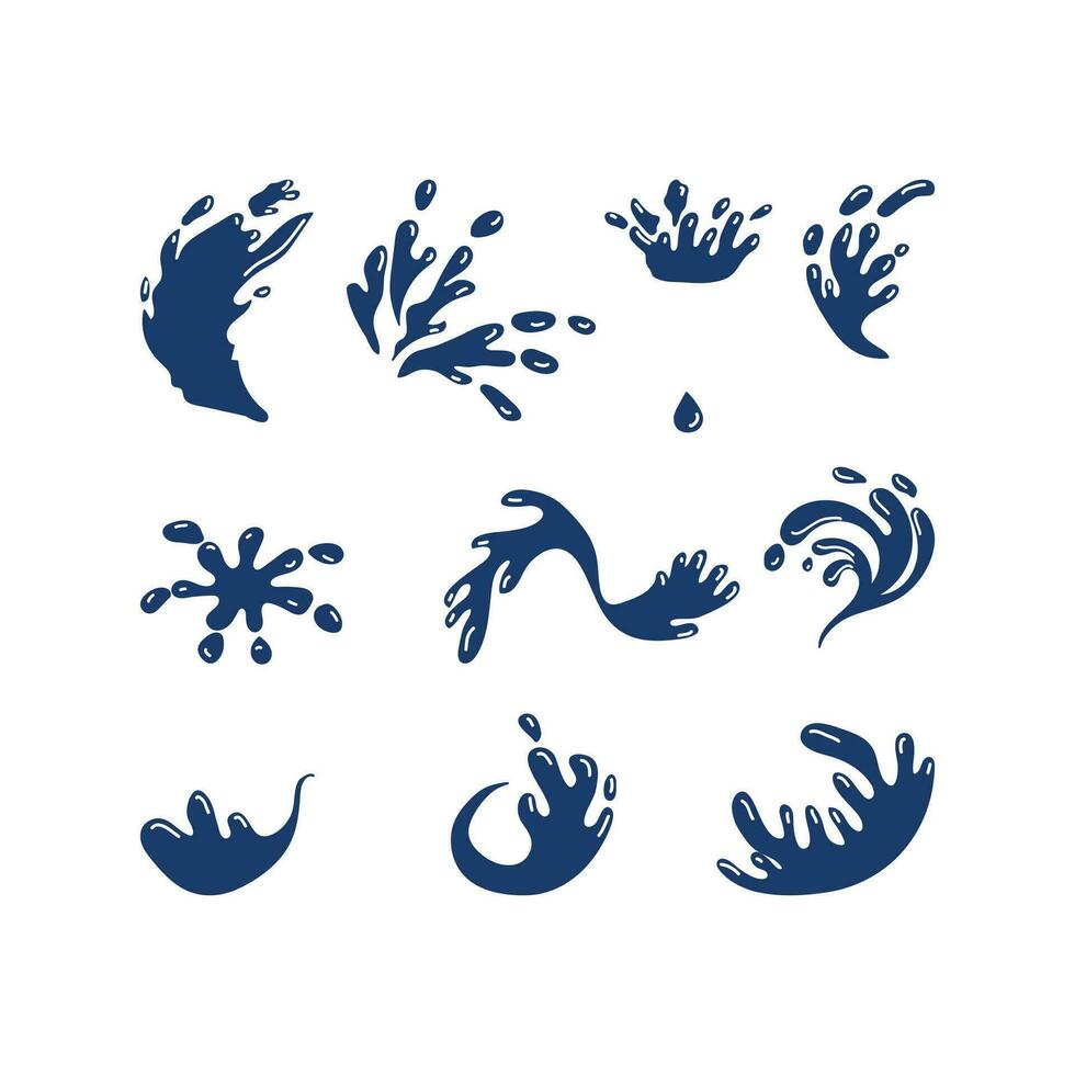 Set of Liquid Water Splash Dripped Icon Illustration vector