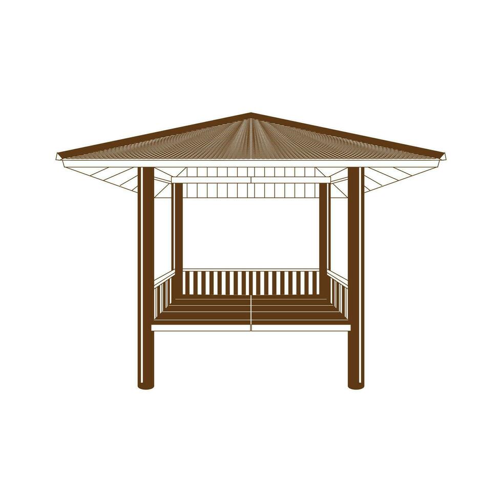 Clásico retro de madera Kiosko cabaña choza ilustración vector