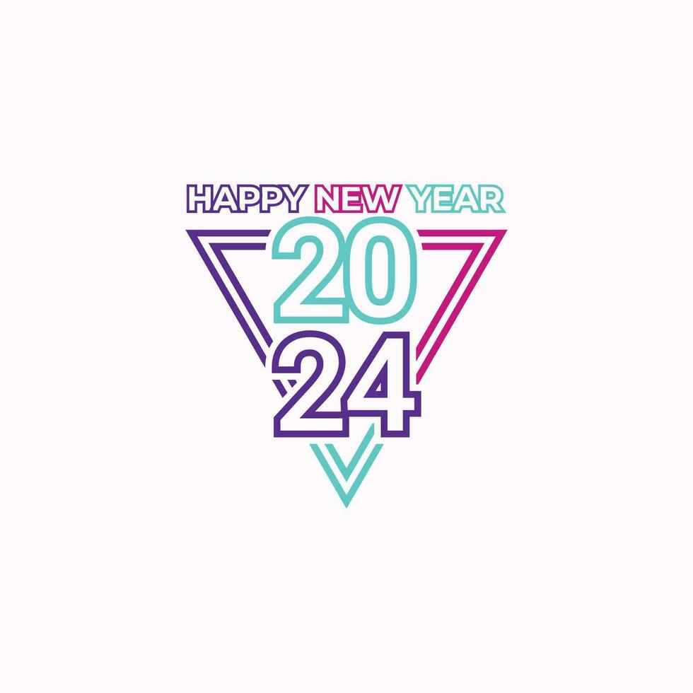 Premium retro 2024 happy new year triangle frame vector