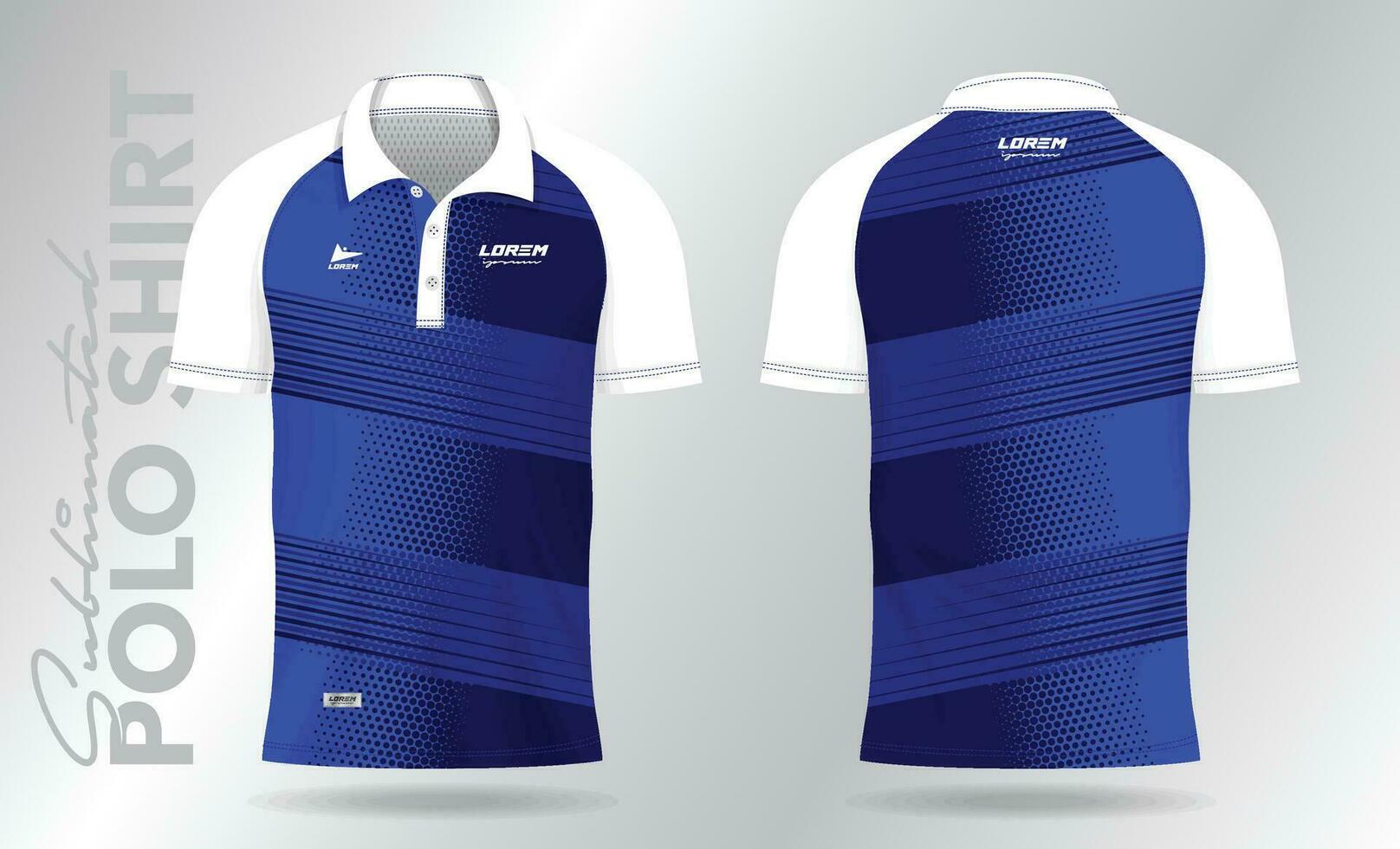 azul polo jersey Bosquejo modelo diseño para fútbol, fútbol, bádminton, tenis, o deporte uniforme vector