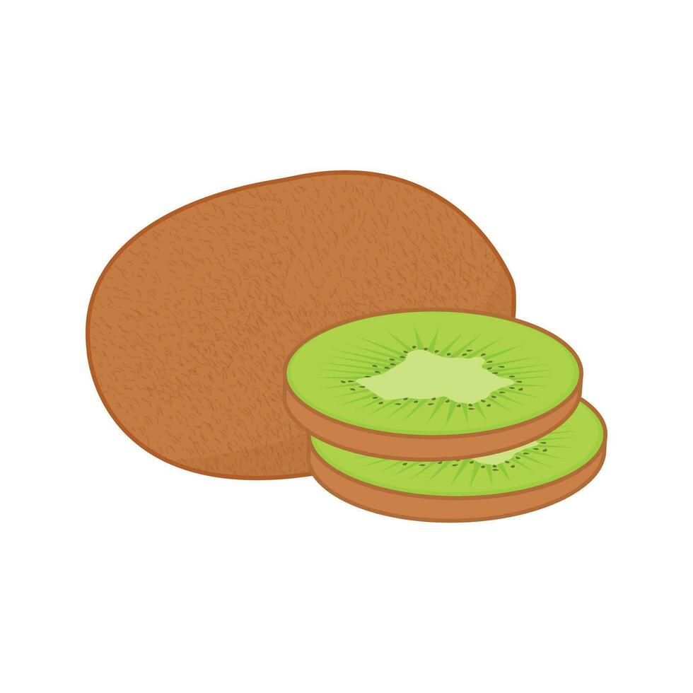 Whole and sliced kiwi fruit vector illustration