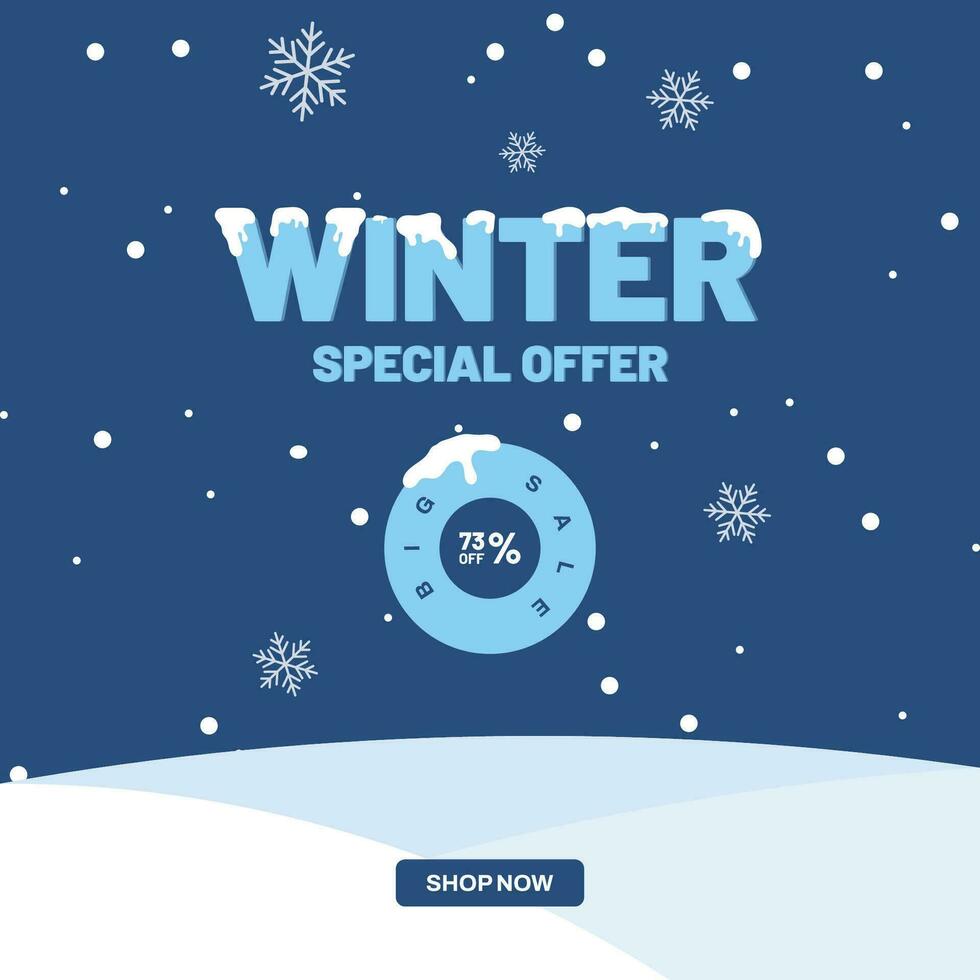 Winter Special Offer Social Media Post Template Design vector
