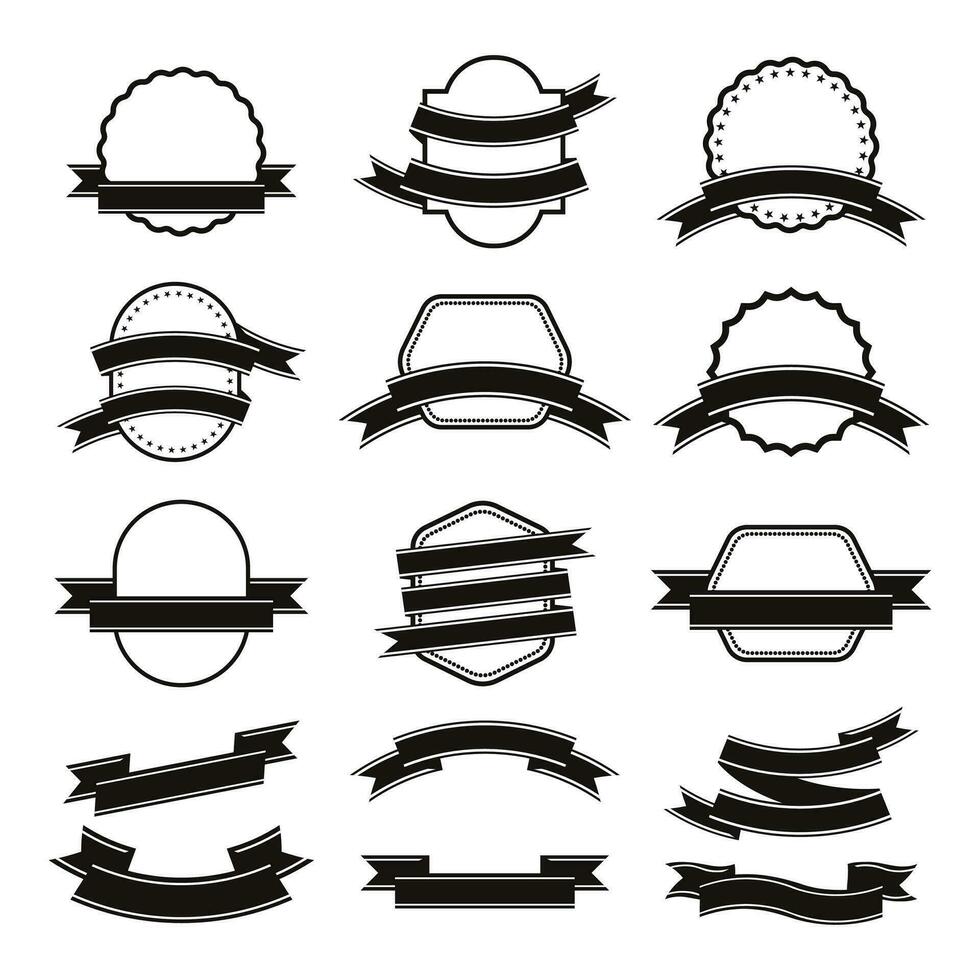 black and white vintage retro labels elements set vector