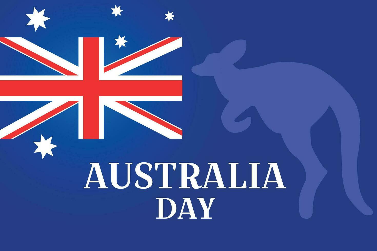 Australia Day 26 January. Australia flag with kangaroo silhouette. A great poster or banner for the holiday. Vector illustration.