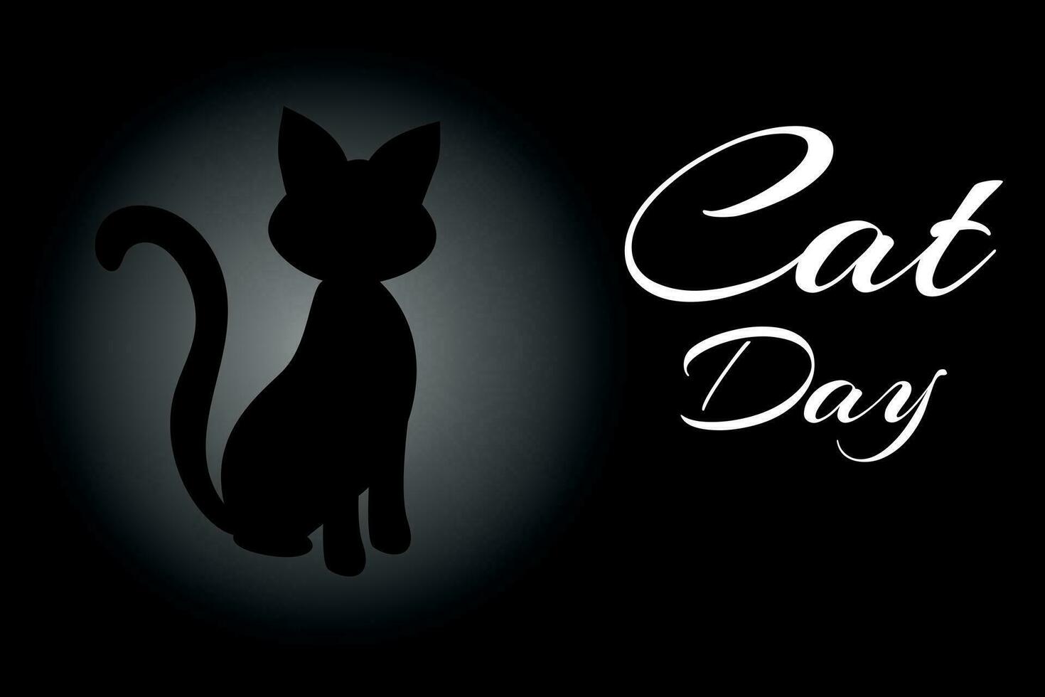 Cat for National Cat Day. Vector illustration on a black background with a silhouette of a cat.