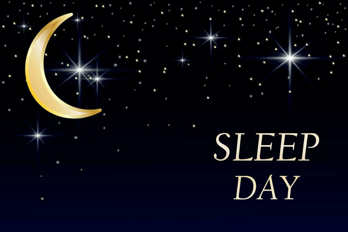 mundo dormir día es celebrado cada año en marzo. hermosa negro bandera con estrellas y Luna. vector ilustración.