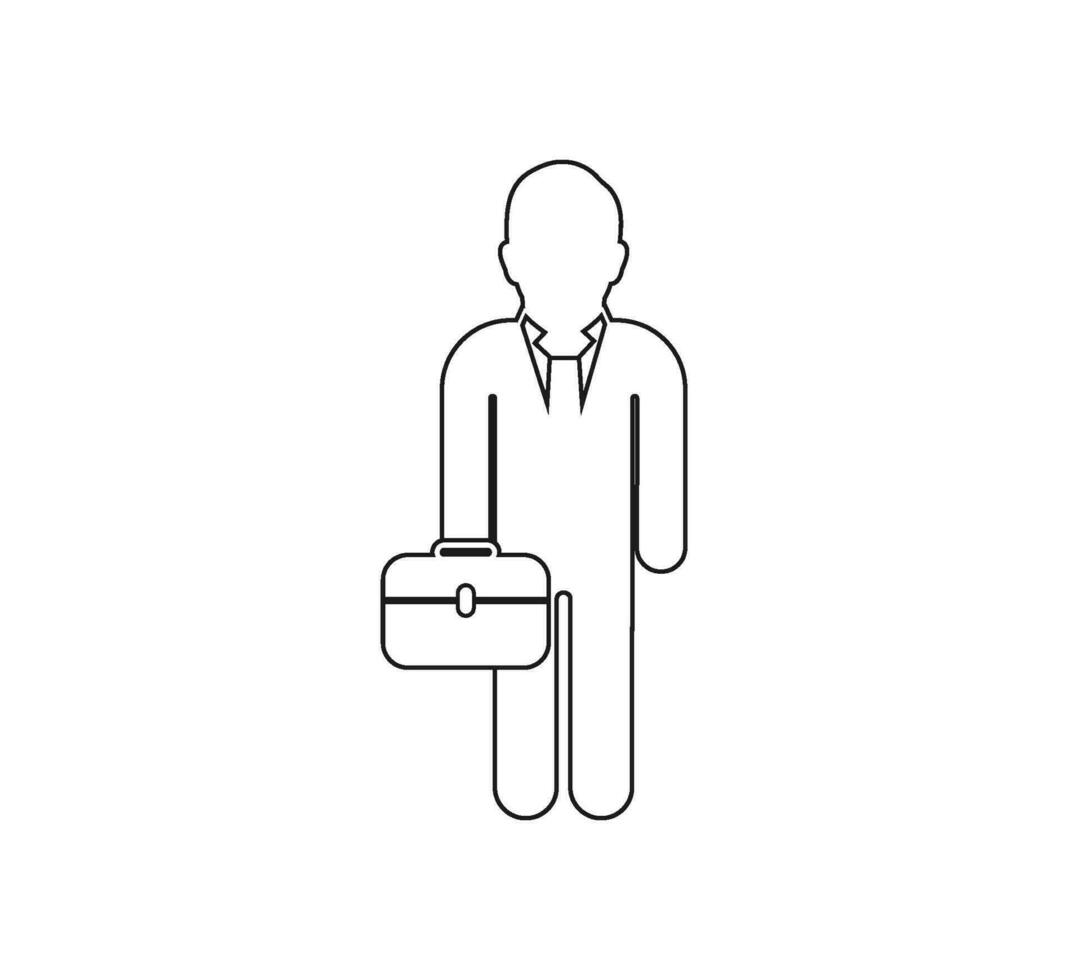 Businessman line Icon with briefcase on hand. Editable vector EPS.