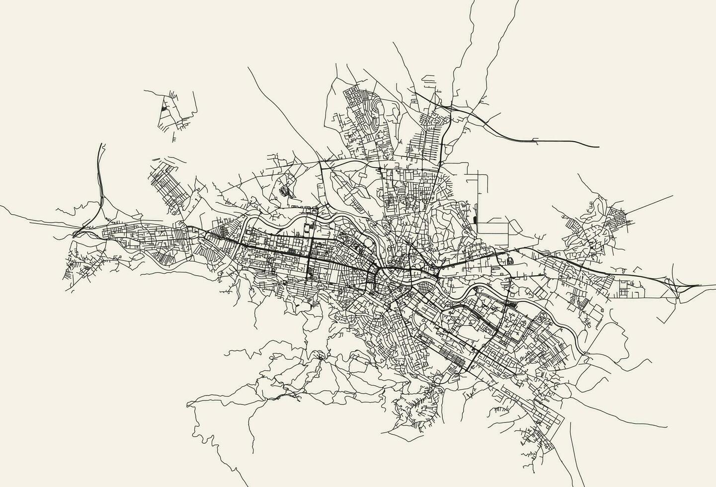 vector ciudad la carretera mapa de skopie, norte macedonia