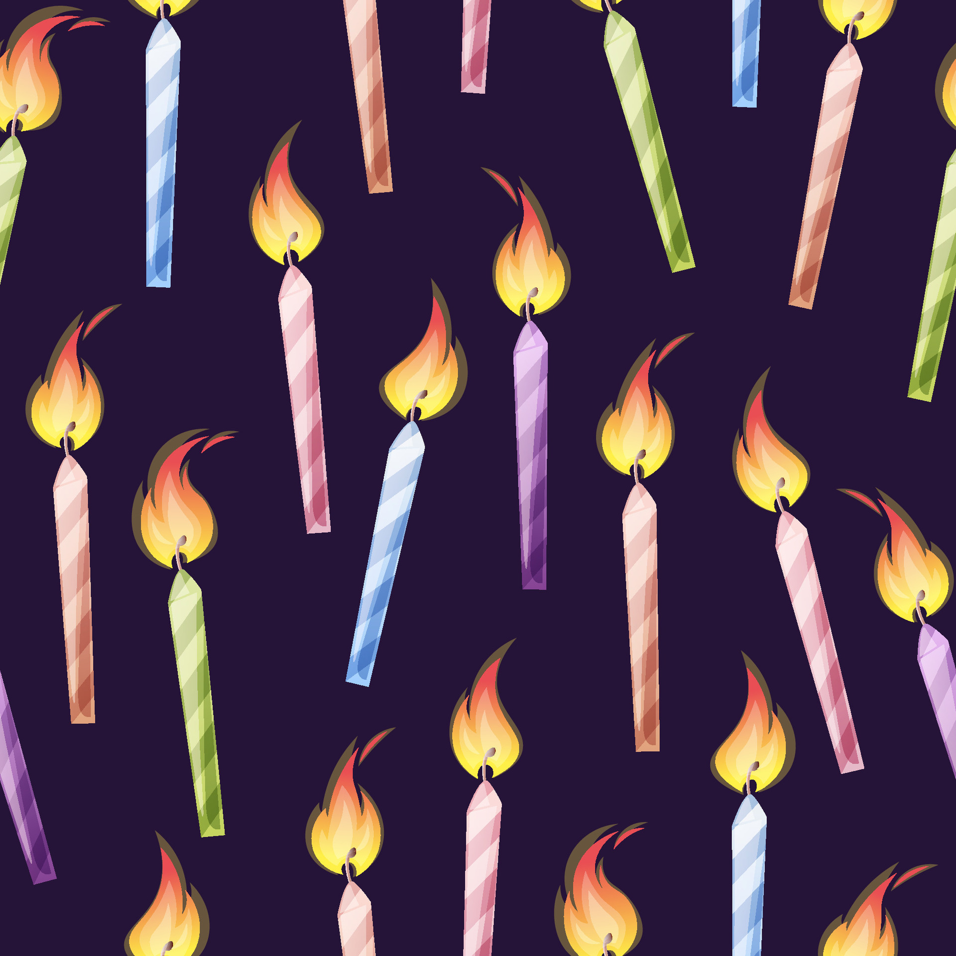Seamless pattern with colorful candles. Background with decor from