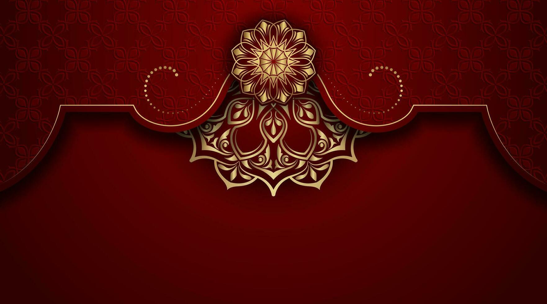 Red luxury background  with mandala ornament vector