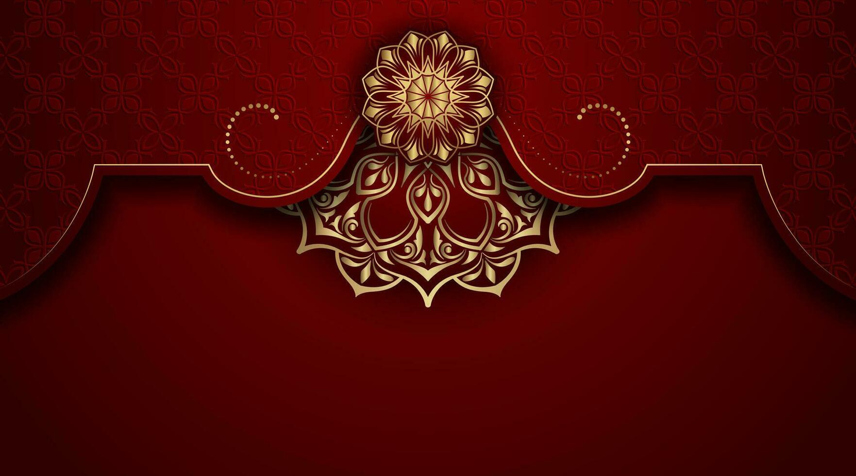 fondo de lujo rojo con adorno de mandala vector