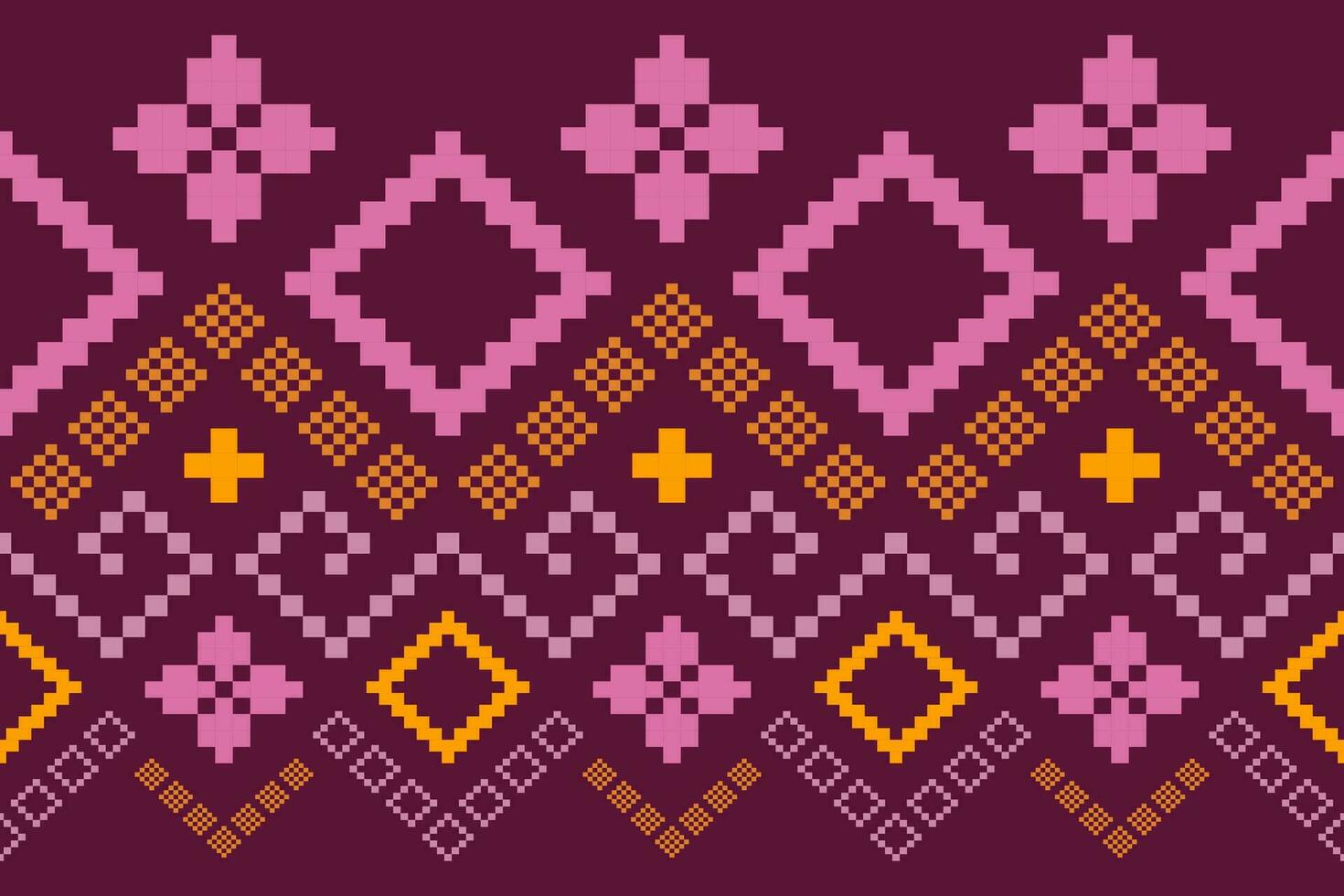 Pink traditional ethnic pattern paisley flower Ikat background abstract Aztec African Indonesian Indian seamless pattern for fabric print cloth dress carpet curtains and sarong vector