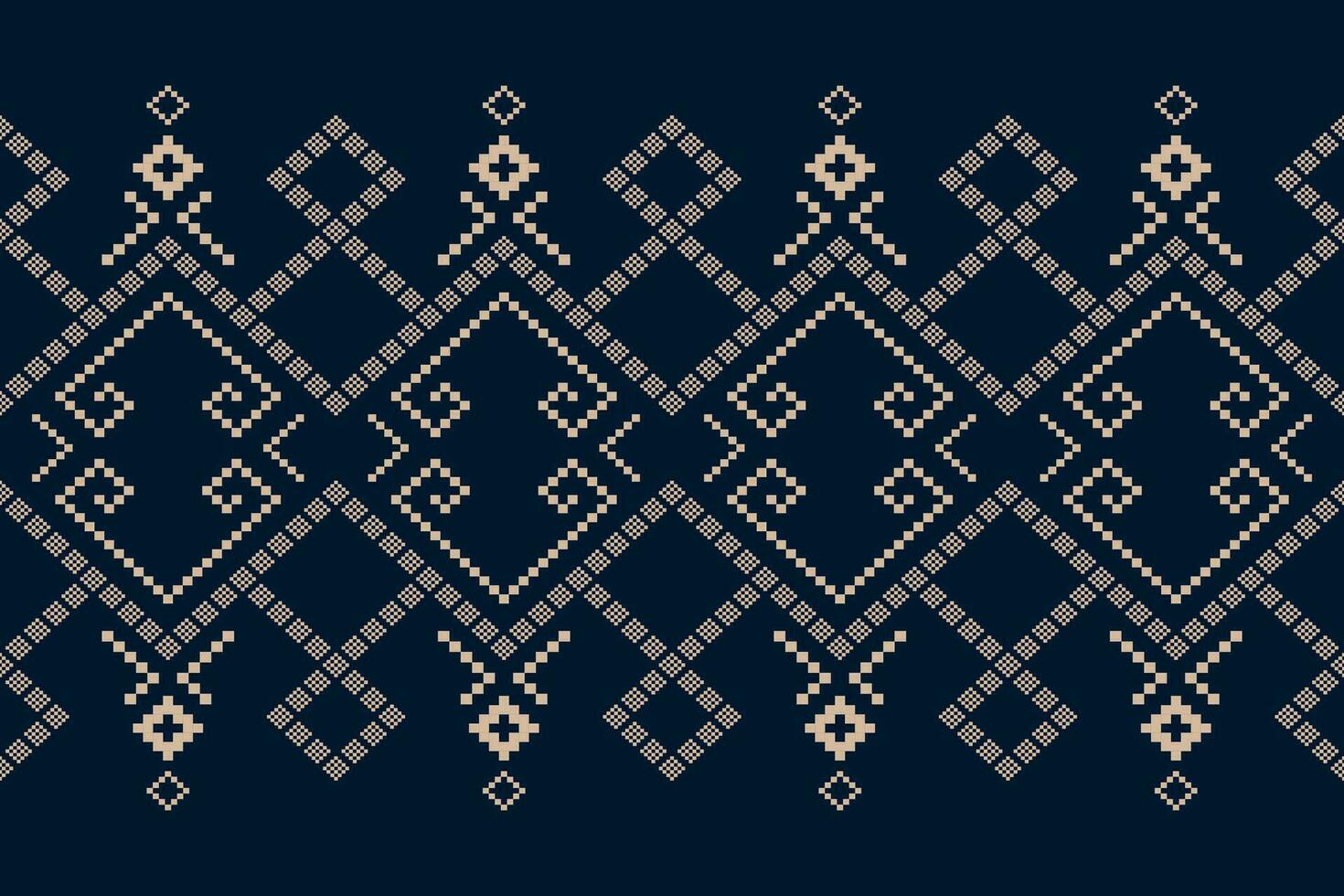 Indigo navy blue geometric traditional ethnic pattern Ikat seamless pattern abstract design for fabric print cloth dress carpet curtains and sarong Aztec African Indian Indonesian vector