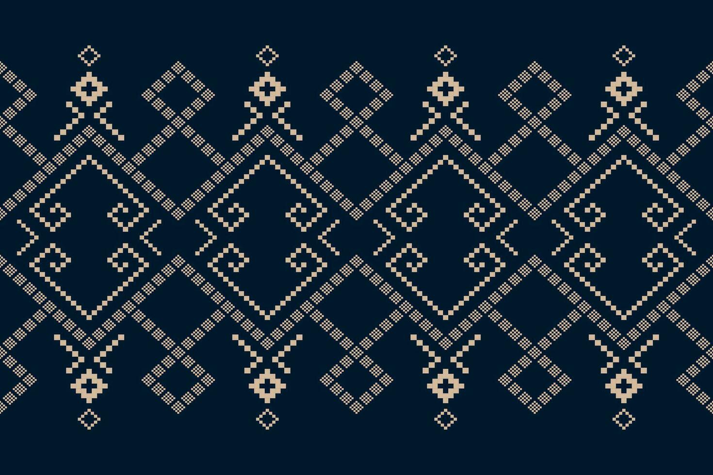 Indigo navy blue geometric traditional ethnic pattern Ikat seamless pattern abstract design for fabric print cloth dress carpet curtains and sarong Aztec African Indian Indonesian vector