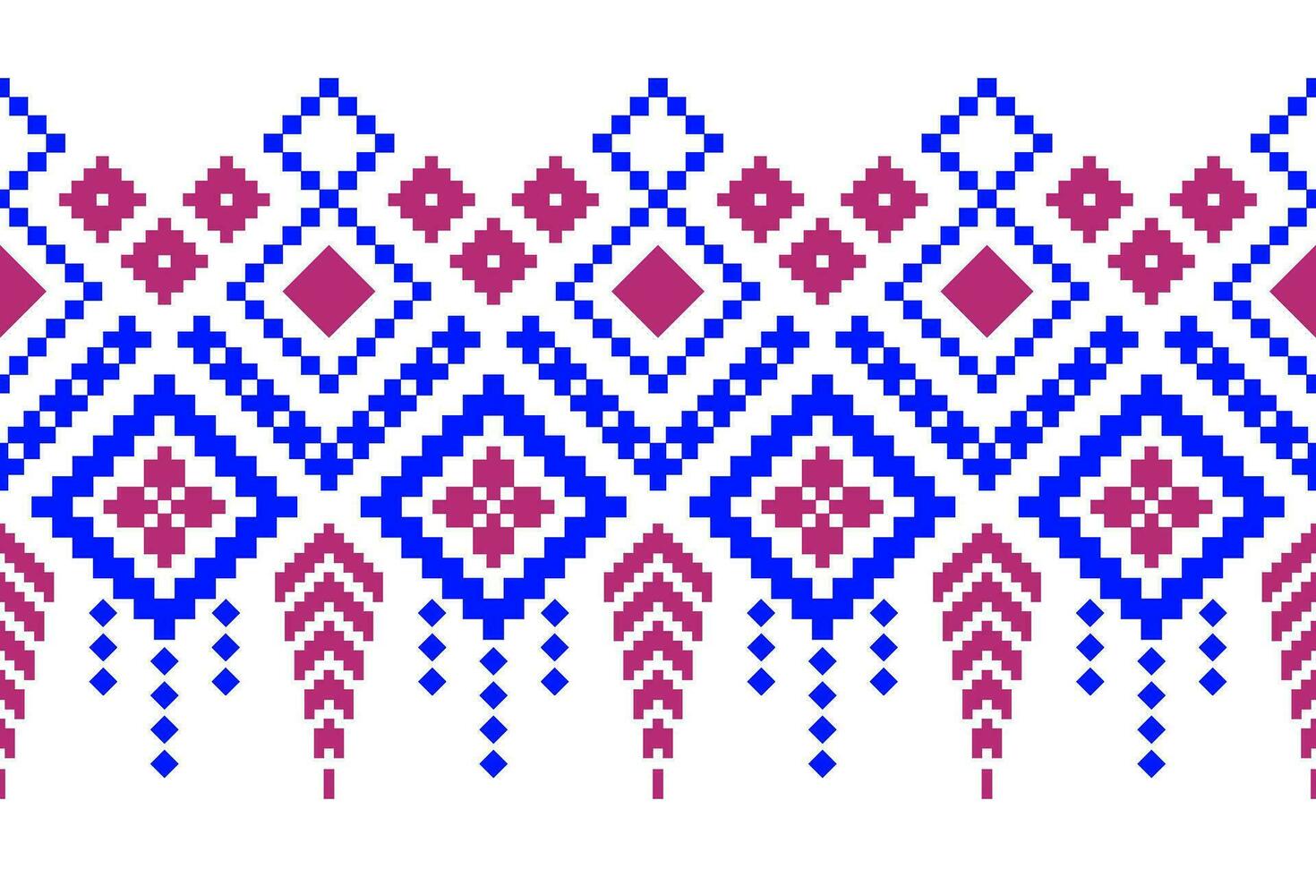 Indigo navy blue geometric traditional ethnic pattern Ikat seamless pattern border abstract design for fabric print cloth dress carpet curtains and sarong Aztec African Indian Indonesian vector