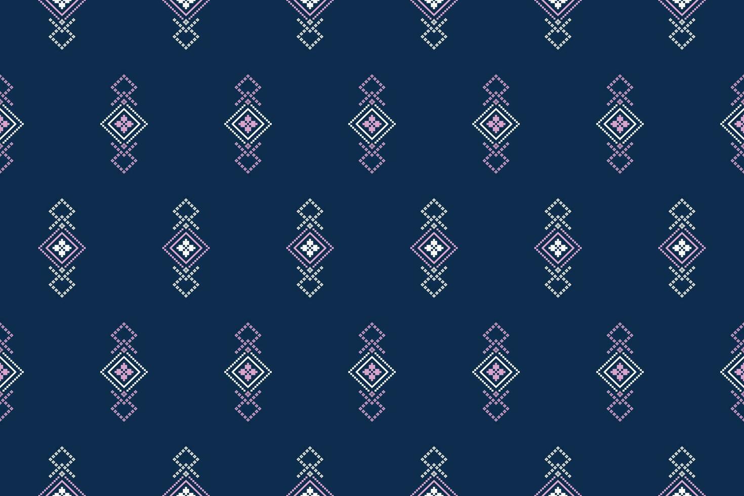Indigo navy blue geometric traditional ethnic pattern Ikat seamless pattern border abstract design for fabric print cloth dress carpet curtains and sarong Aztec African Indian Indonesian vector
