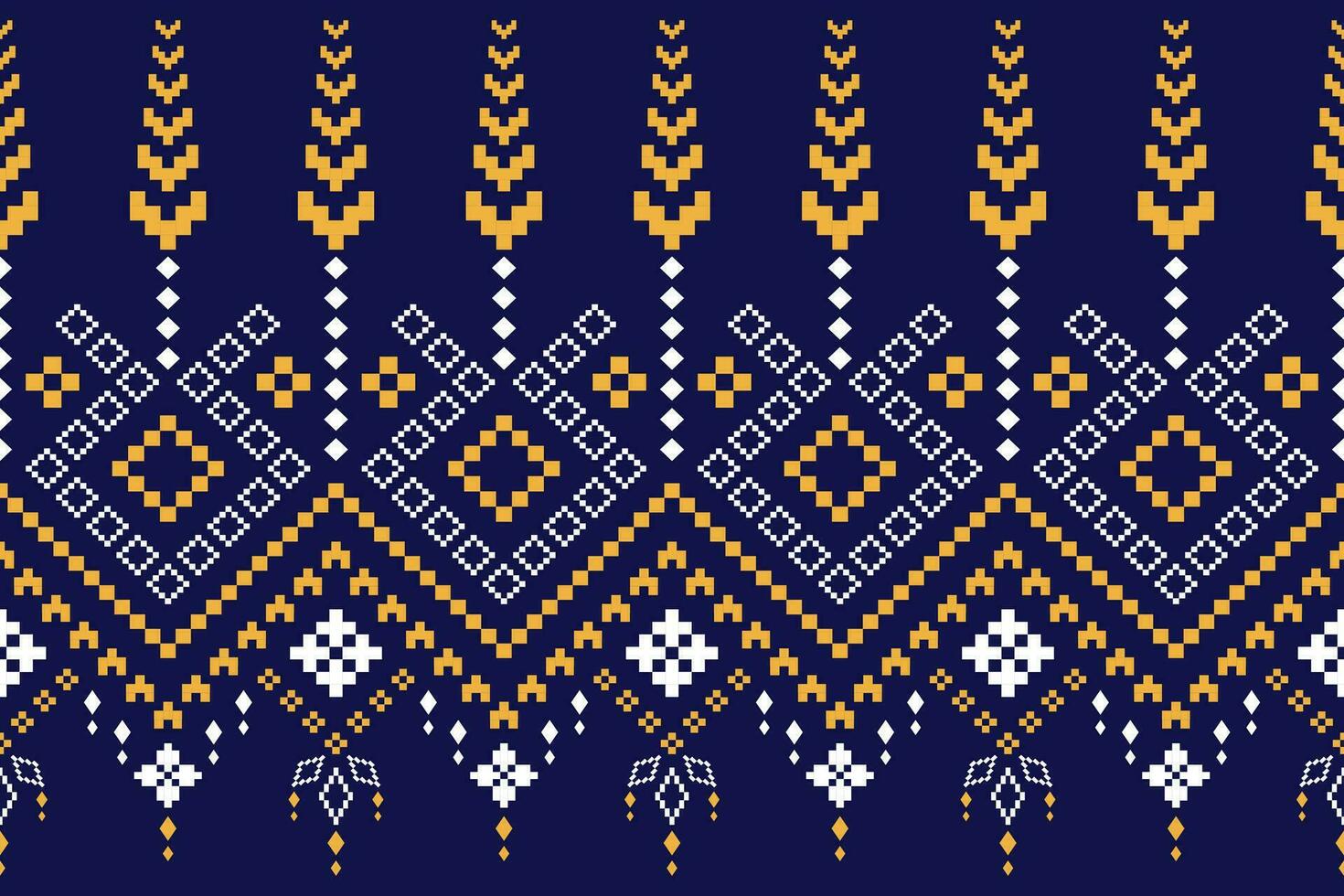 Indigo navy blue geometric traditional ethnic pattern Ikat seamless pattern abstract design for fabric print cloth dress carpet curtains and sarong Aztec African Indian Indonesian vector