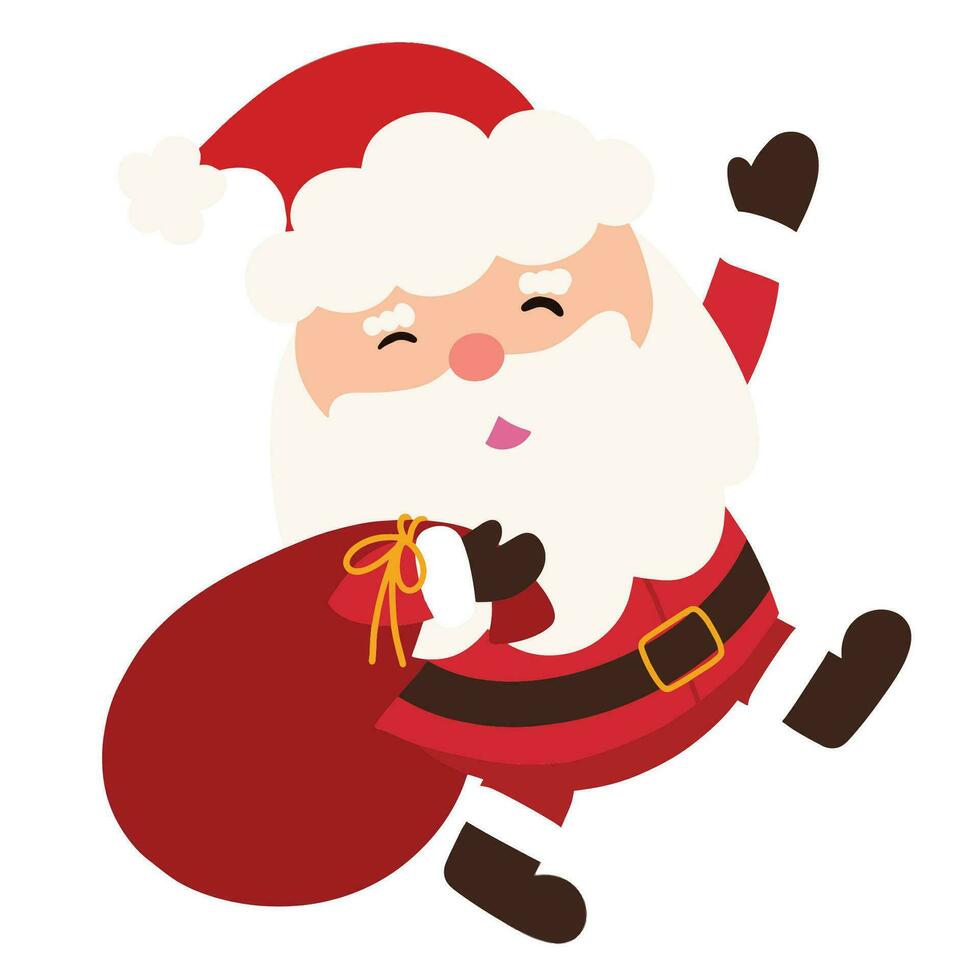Cartoon vector illustration of Santa Claus presents isolated