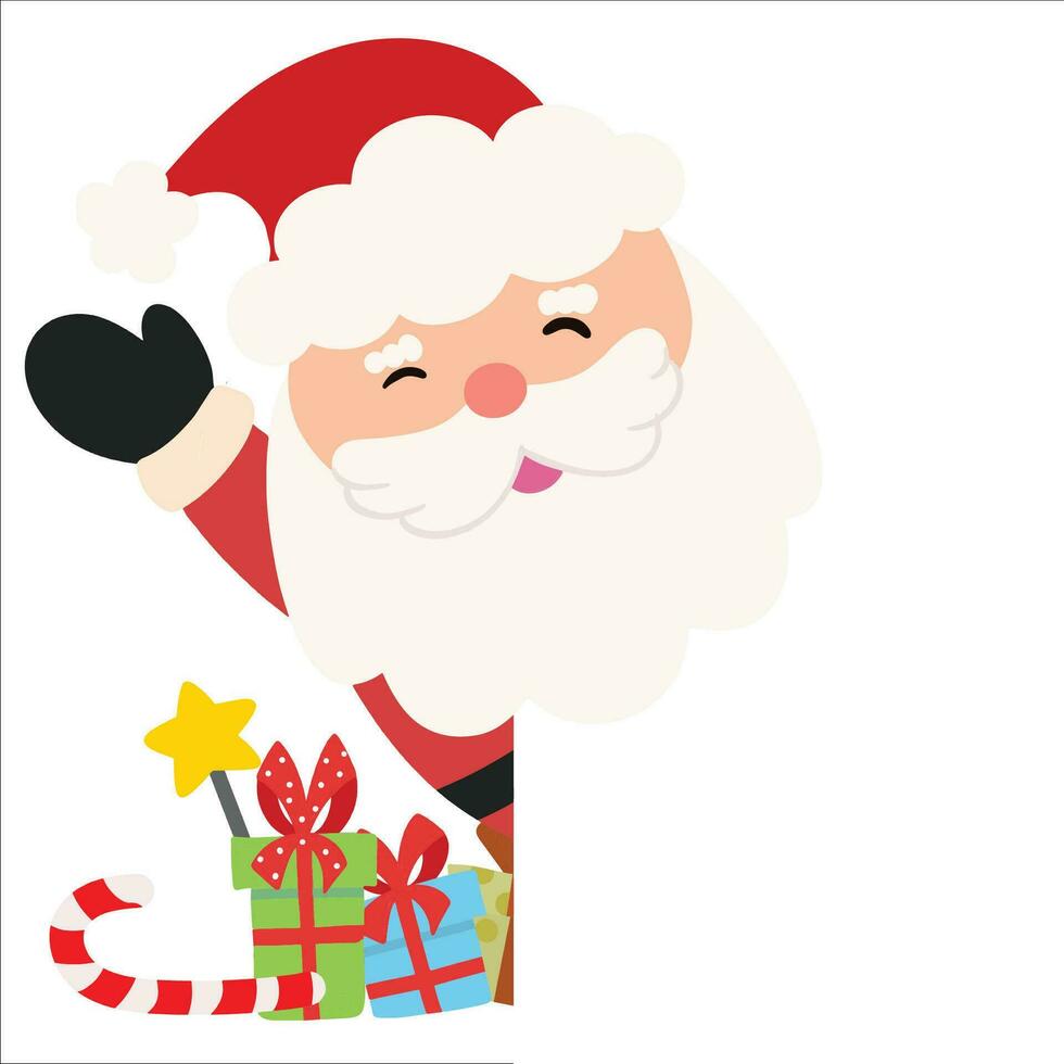 dibujos animados vector ilustración de Papa Noel claus regalos aislado