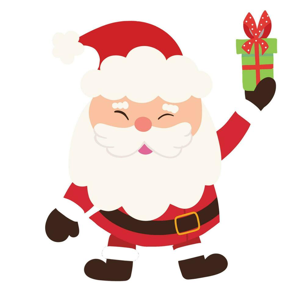 Cartoon vector illustration of Santa Claus presents isolated