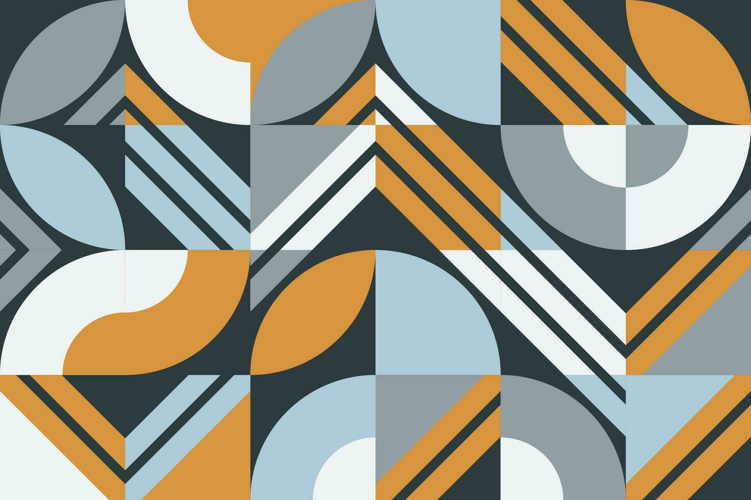 Retro-modern geometric pattern with Bauhaus influence, featuring abstract circles and rectangles in a trendy Scandinavian design. Ideal for chic wallpapers or creative fabrics vector