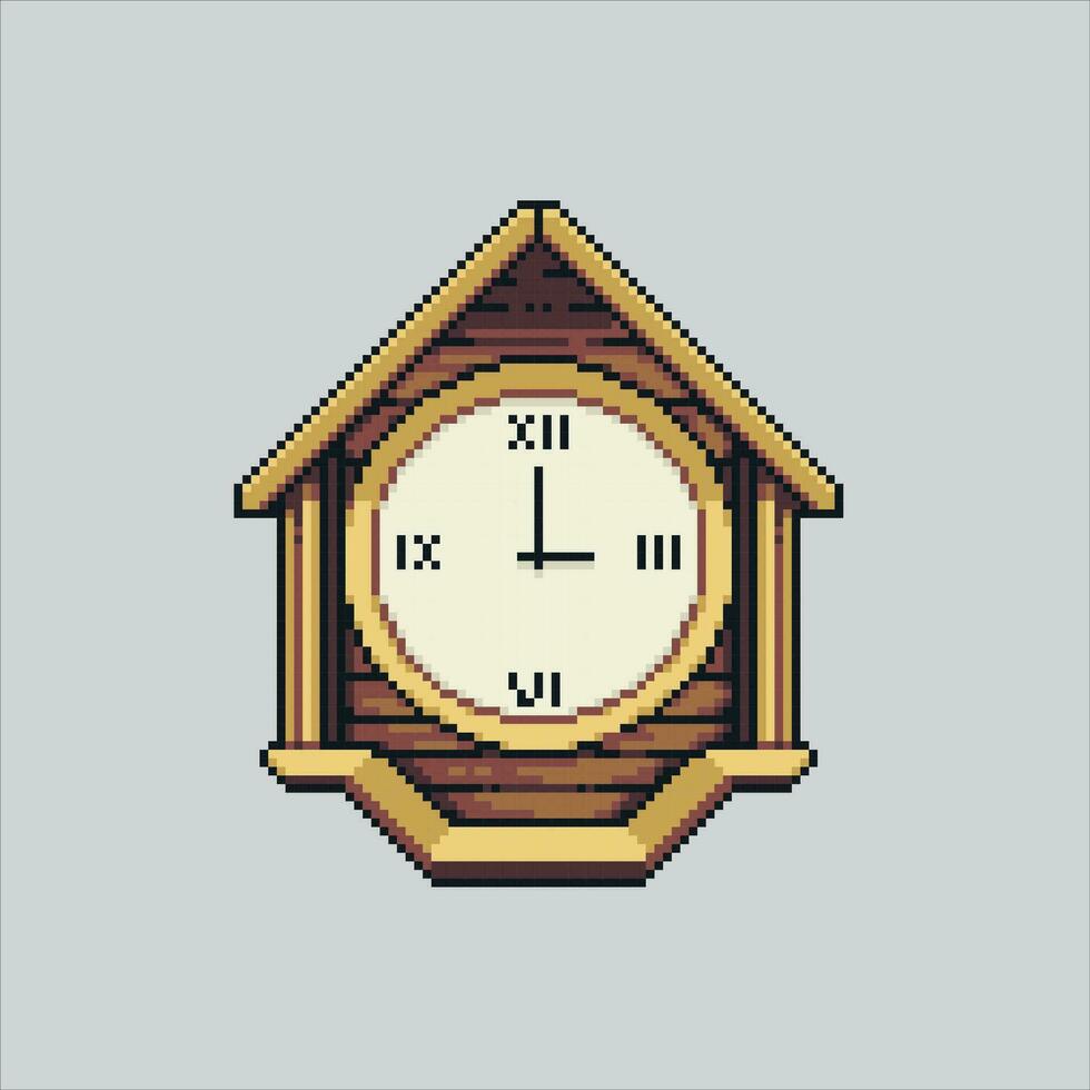 Pixel art illustration Clock. Pixelated Wall Clock. School wall Clock pixelated for the pixel art game and icon for website and video game. old school retro. vector