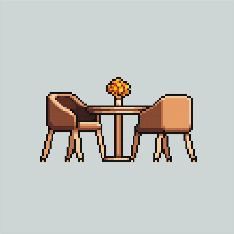 Pixel art illustration Table and Chair. Pixelated Table Chair. Coffee shop Table and Chair pixelated for the pixel art game and icon for website and video game. old school retro. vector