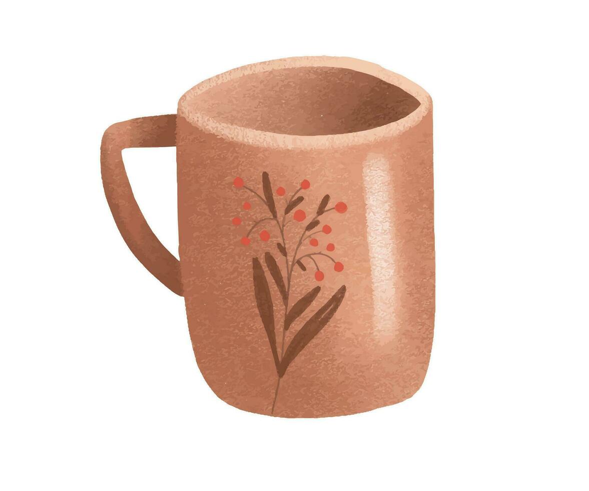 mano dibujado tazas recopilación. marrón ilustración tazas de té para té C vector