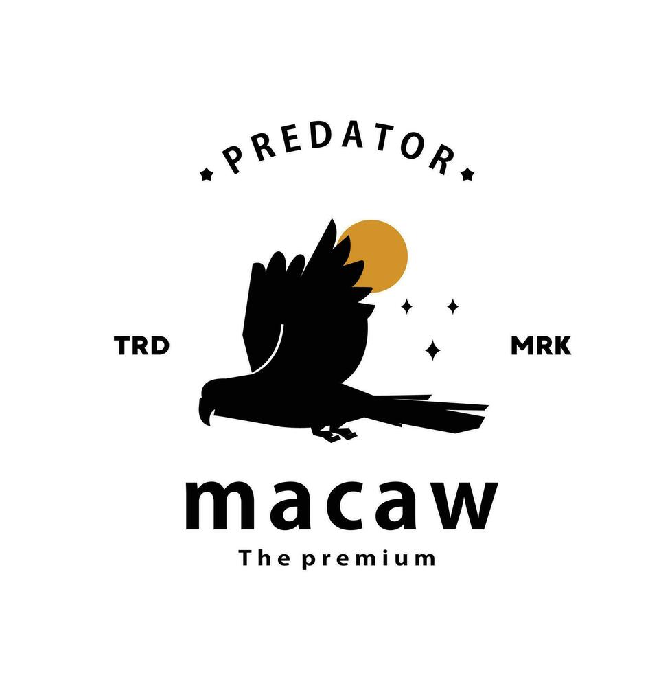 vintage retro hipster macaw logo vector silhouette art icon