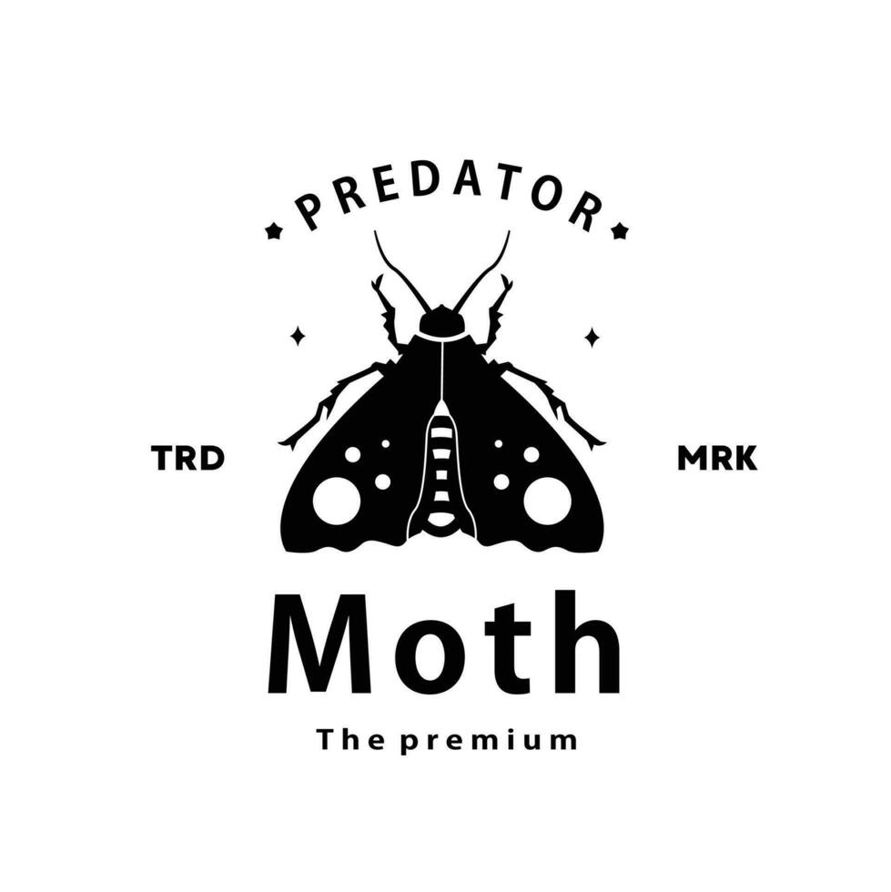 vintage retro hipster moth logo vector silhouette art icon