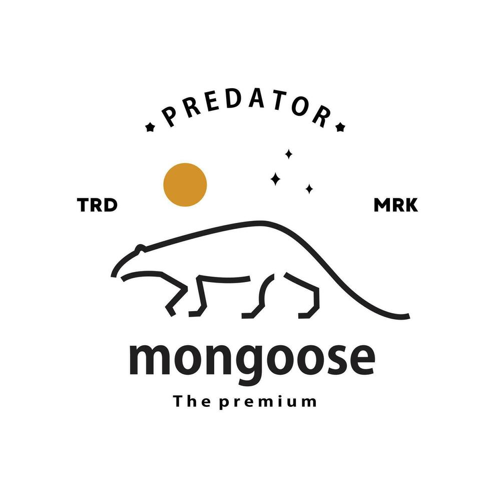 vintage retro hipster mongoose logo vector outline monoline art icon