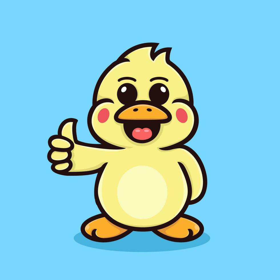 cute duck cartoon, giving thumbs up. vector