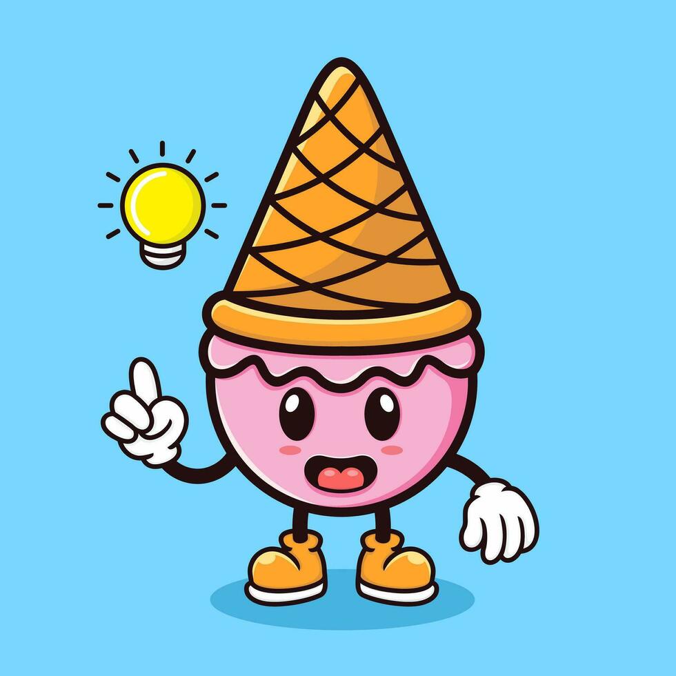 cute cartoon ice cream have an idea vector