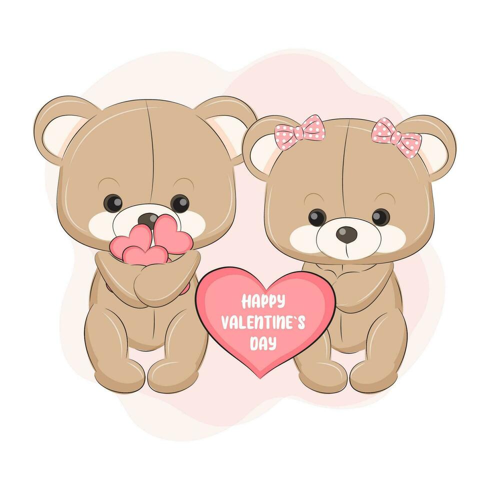 Cute pair of bears vector