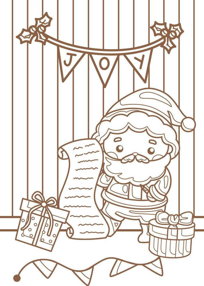 Santa Claus Christmas Cartoon Holiday Coloring Activity for Kids and Adult vector