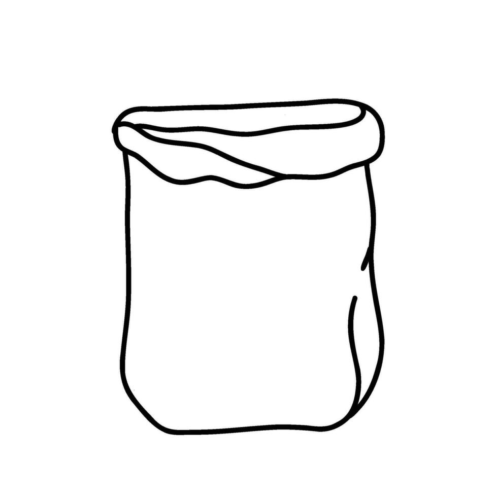 vector arte papel bolso para un pan y productos línea Arte icono. mano dibujado ilustración. moderno sencillo garabatear. tienda de comestibles ilustración.
