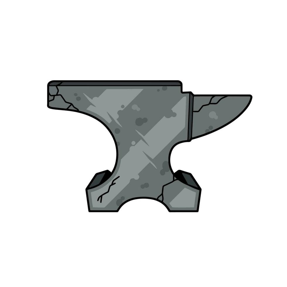 Blacksmith anvil. Symbol of work in forge. Forging and manufacturing of steel. Flat cartoon illustration isolated on white background vector