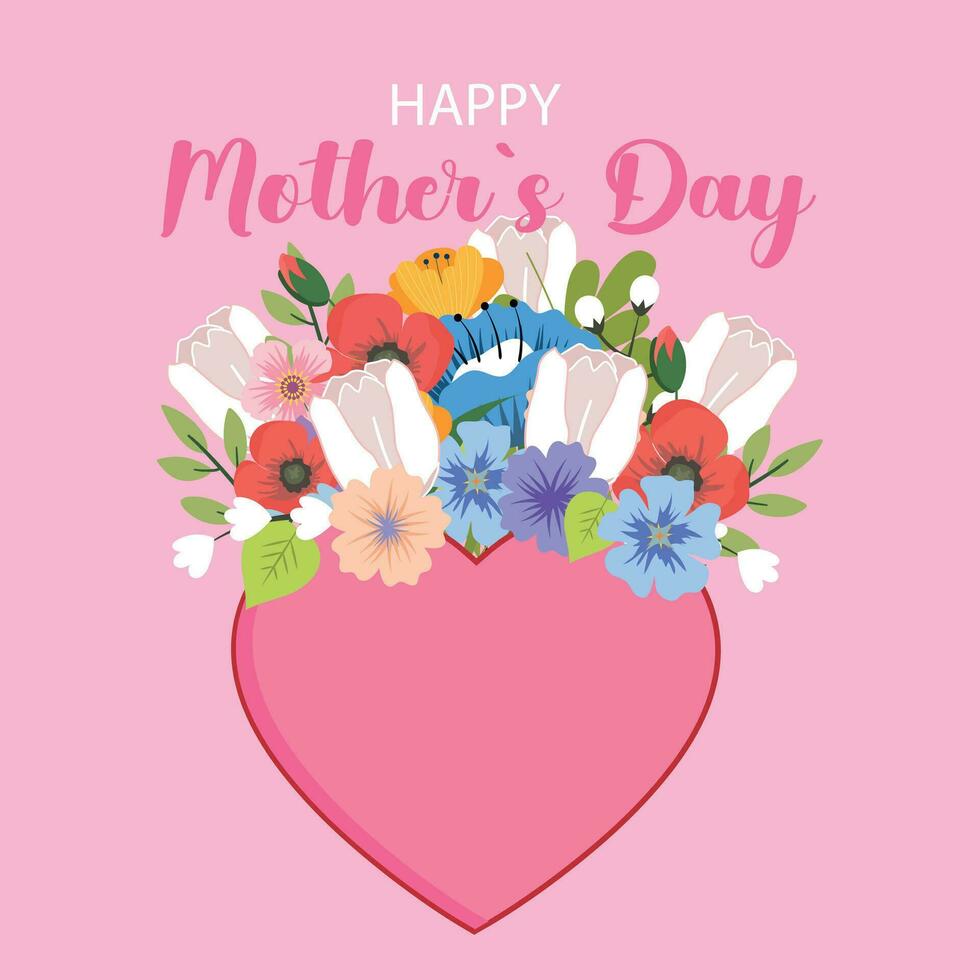 Mother's day greeting card with a bouquet of beautiful flowers. Stylish Spring banner with beautiful colorful flowers. For template, banners, wallpaper, flyers, invitation, posters, brochure vector