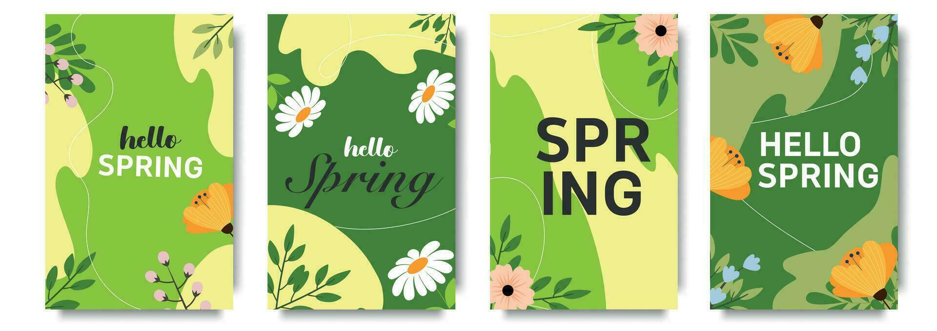 Set of trendy minimal spring posters of social media story design templates. Spring background, cover, sale banner, flyer design. Template for advertising, web, social media. vector