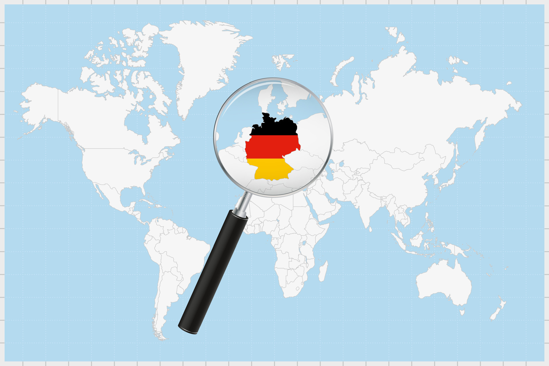 Magnifying Glass Showing A Map Of Germany On A World Map 34865071 Magnifying Glass Showing A Map Of Germany On A World Map Vector