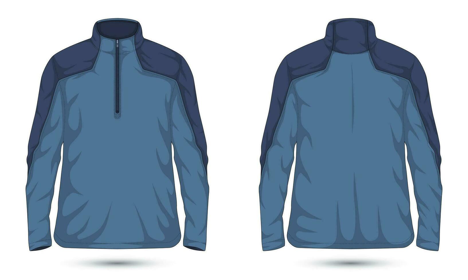 Casual quarter zip sweatshirt mockup front and back view vector