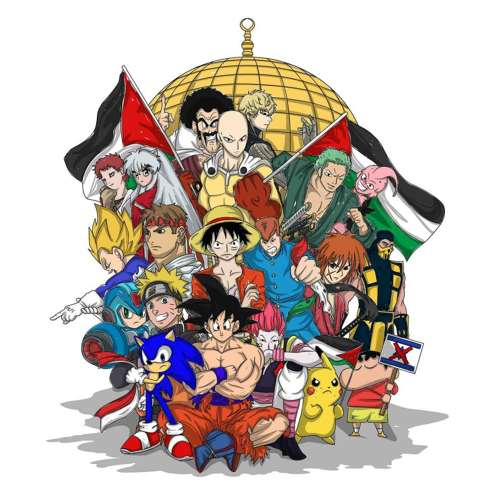 mano dibujado anime personaje colección ilustración vector