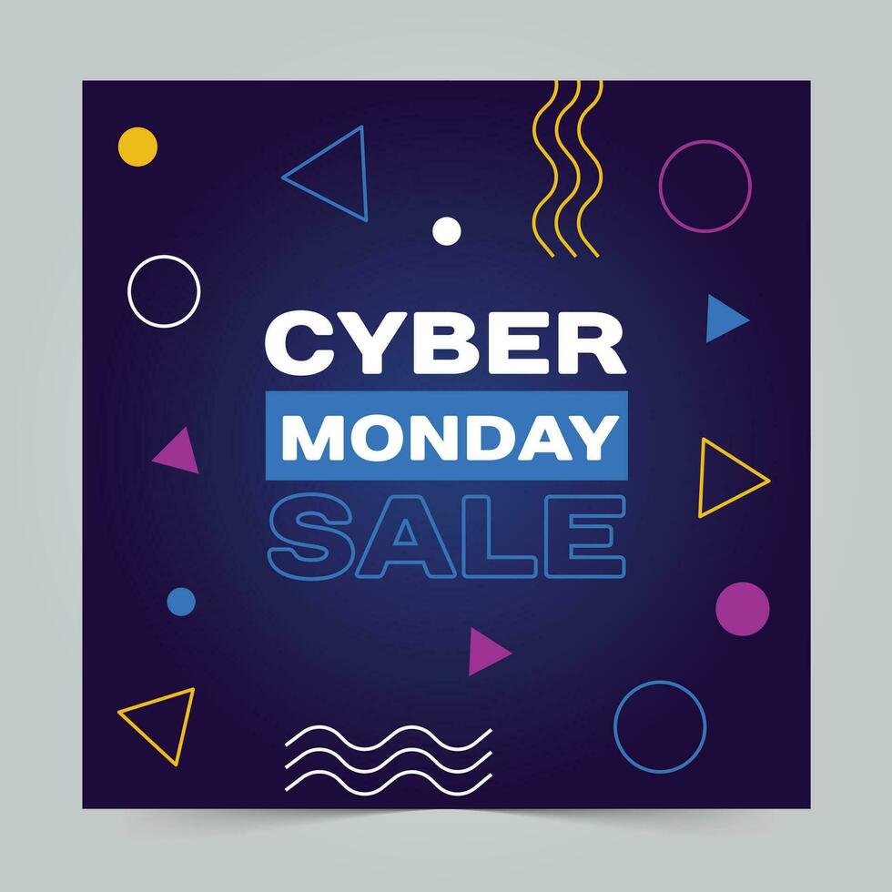 Cyber Monday Sale Banner. Promo Advertising Poster, Store Discount Flyer or Off Voucher. Vector Illustration, Abstract Background.