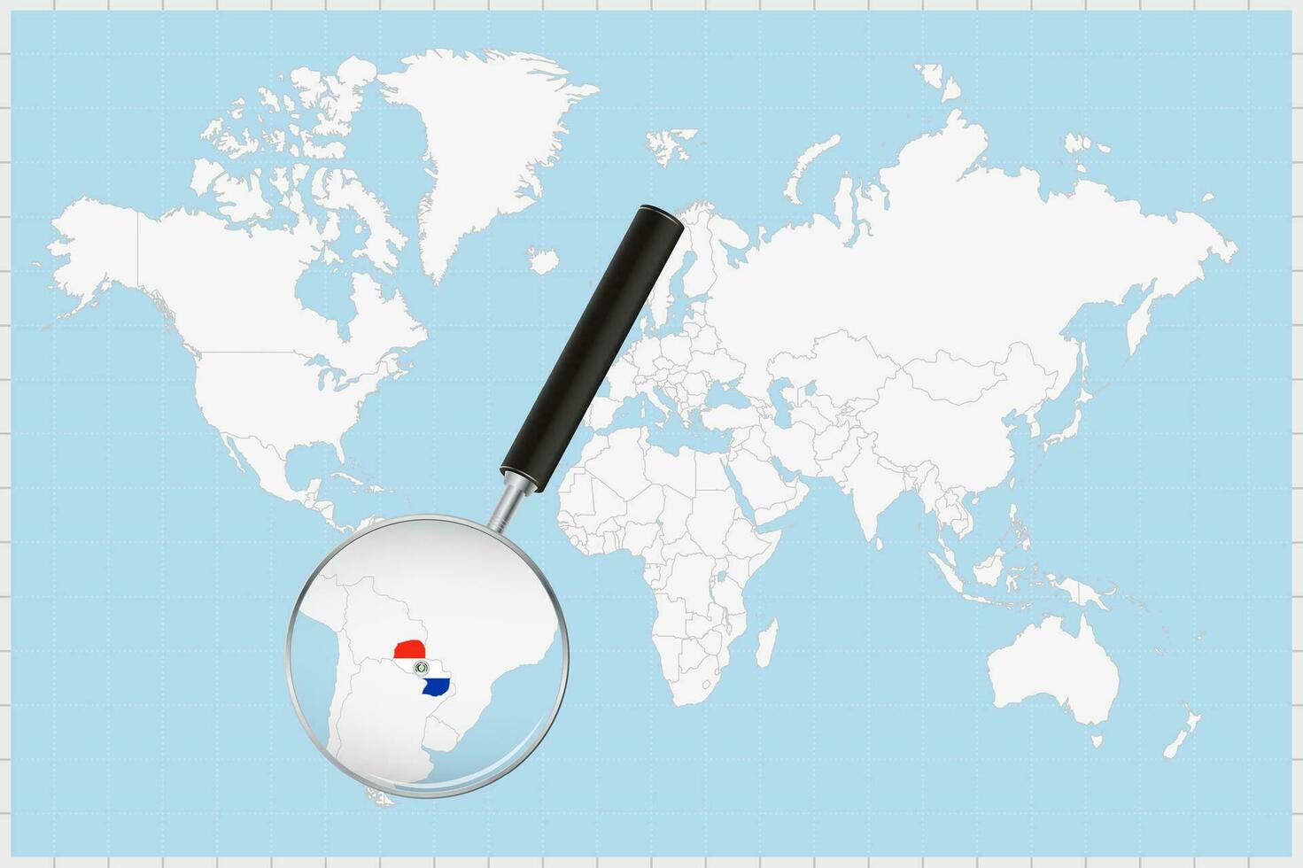 aumentador vaso demostración un mapa de paraguay en un mundo mapa. vector