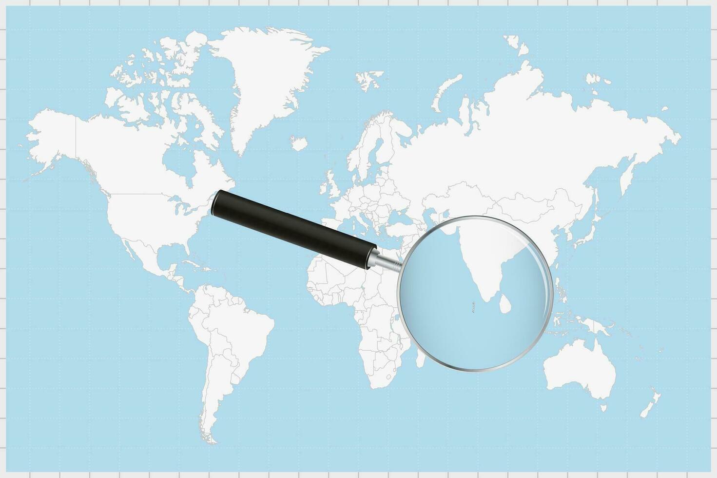 aumentador vaso demostración un mapa de Maldivas en un mundo mapa. vector