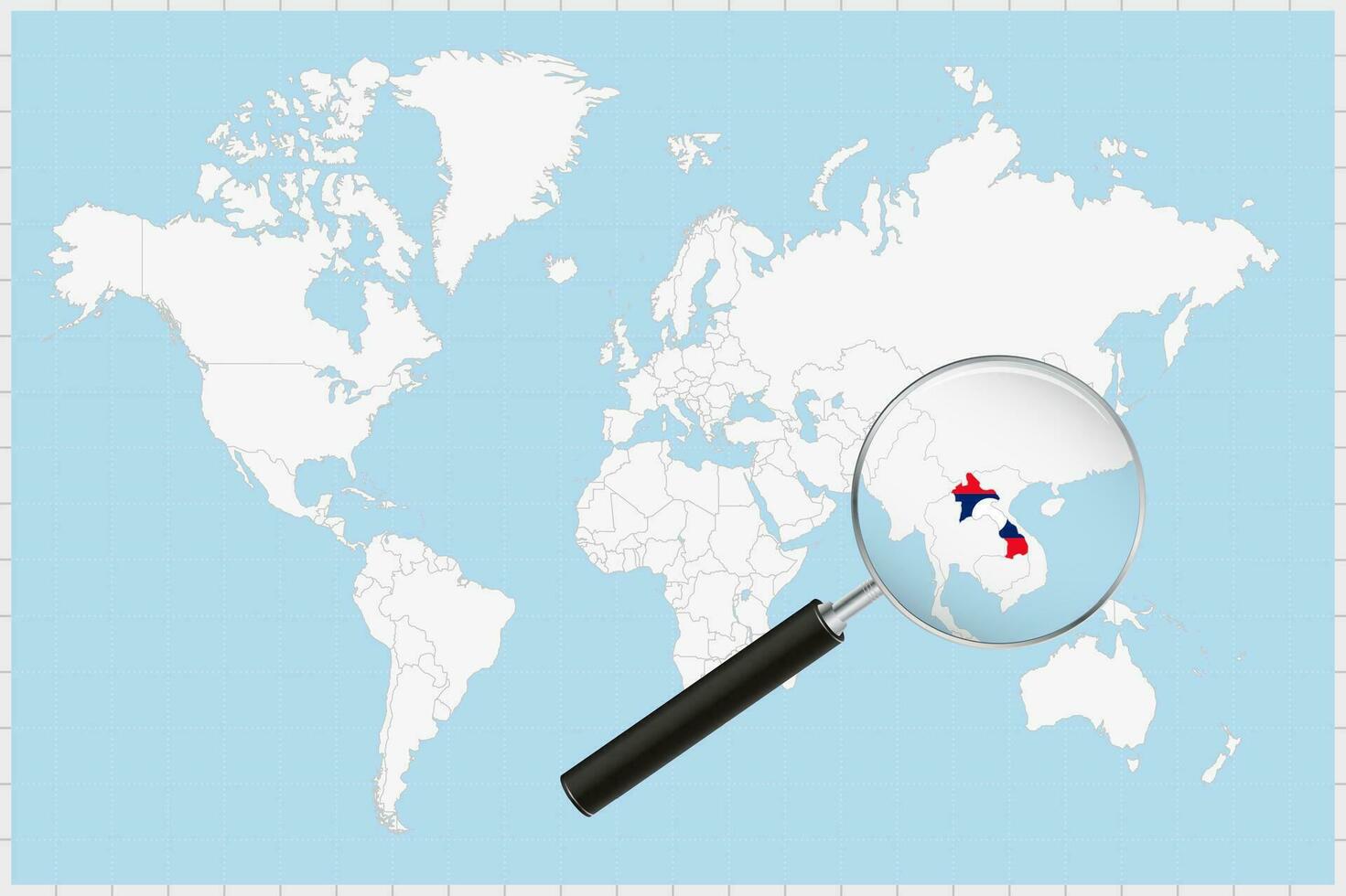 aumentador vaso demostración un mapa de Laos en un mundo mapa. vector